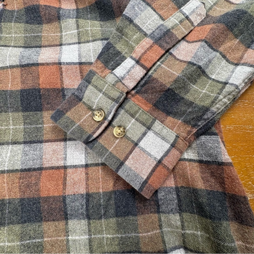 Pendleton Mason Men’s Plaid Flannel Shirt Button Down Orange Brown Cream Green - Picture 4 of 10